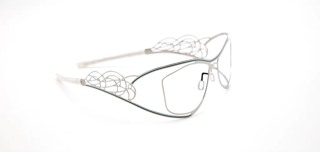 lunette artisanale française femme ATIK inox liseré vert canard