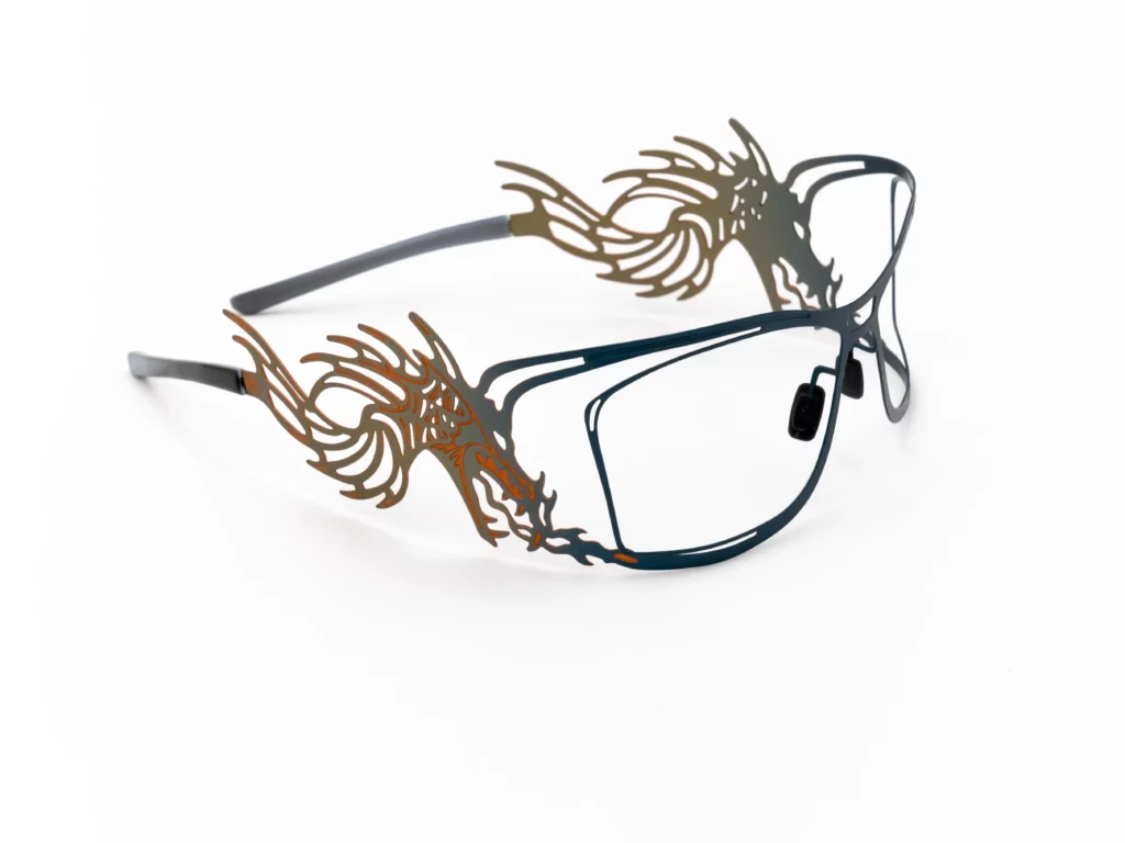 Lunette solaire originale unique Ladon 4432 bleu dégradé kaki liseré orange