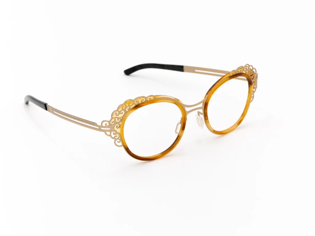 Lunette femme confortable unique Mono 73 6155 dorée satinée inserts écailles