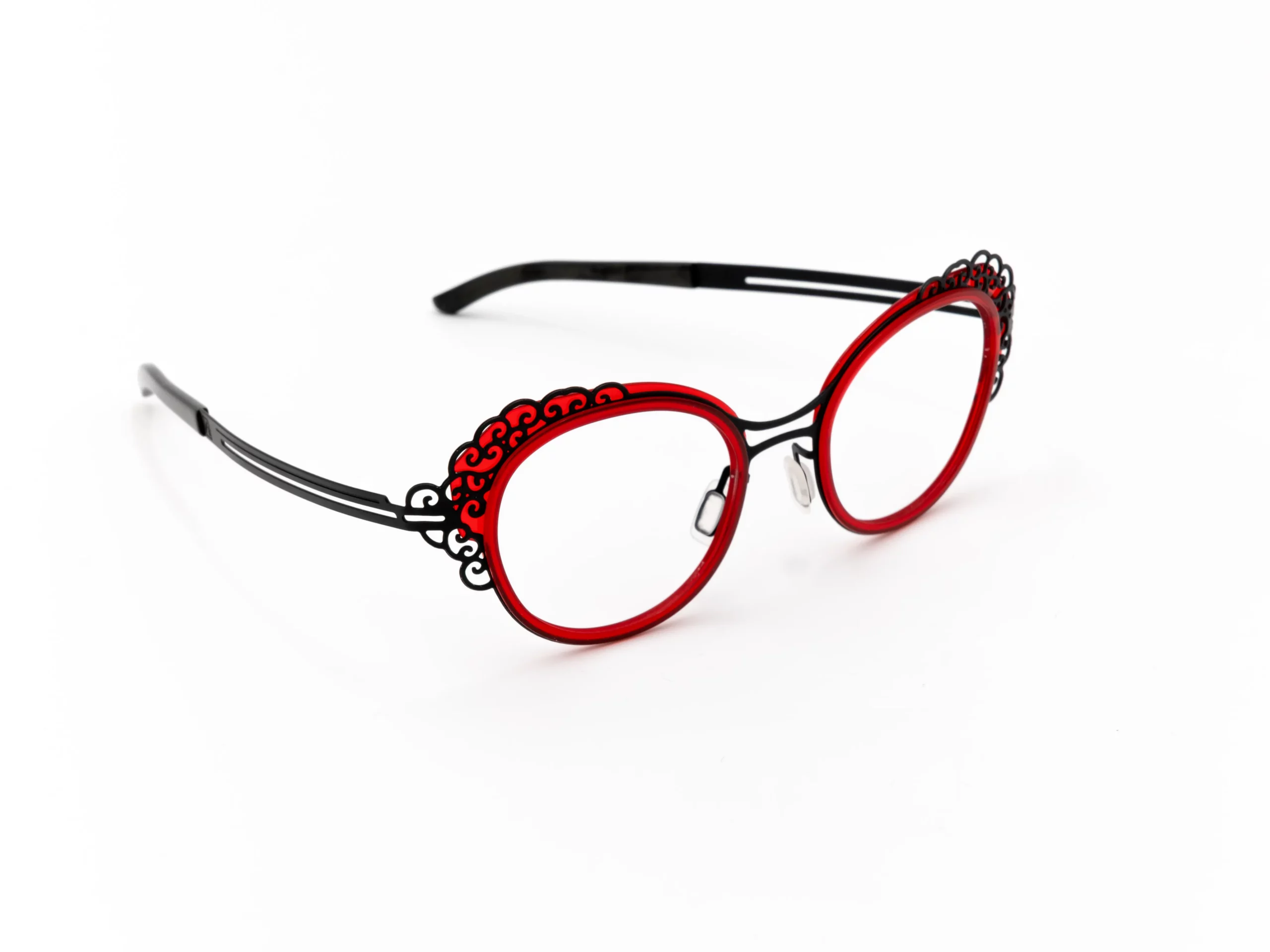 817 - Noir inserts acétates rouges