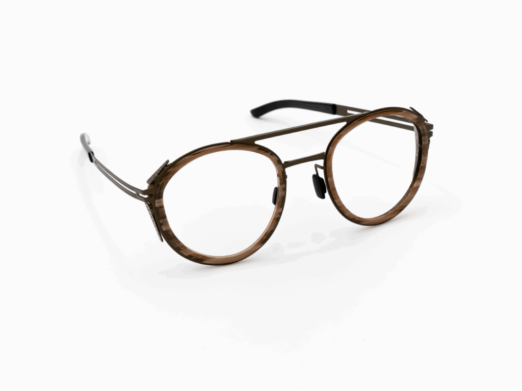Monture homme légère originale Mono 63 2000 2000 Marron inserts acétates écailles